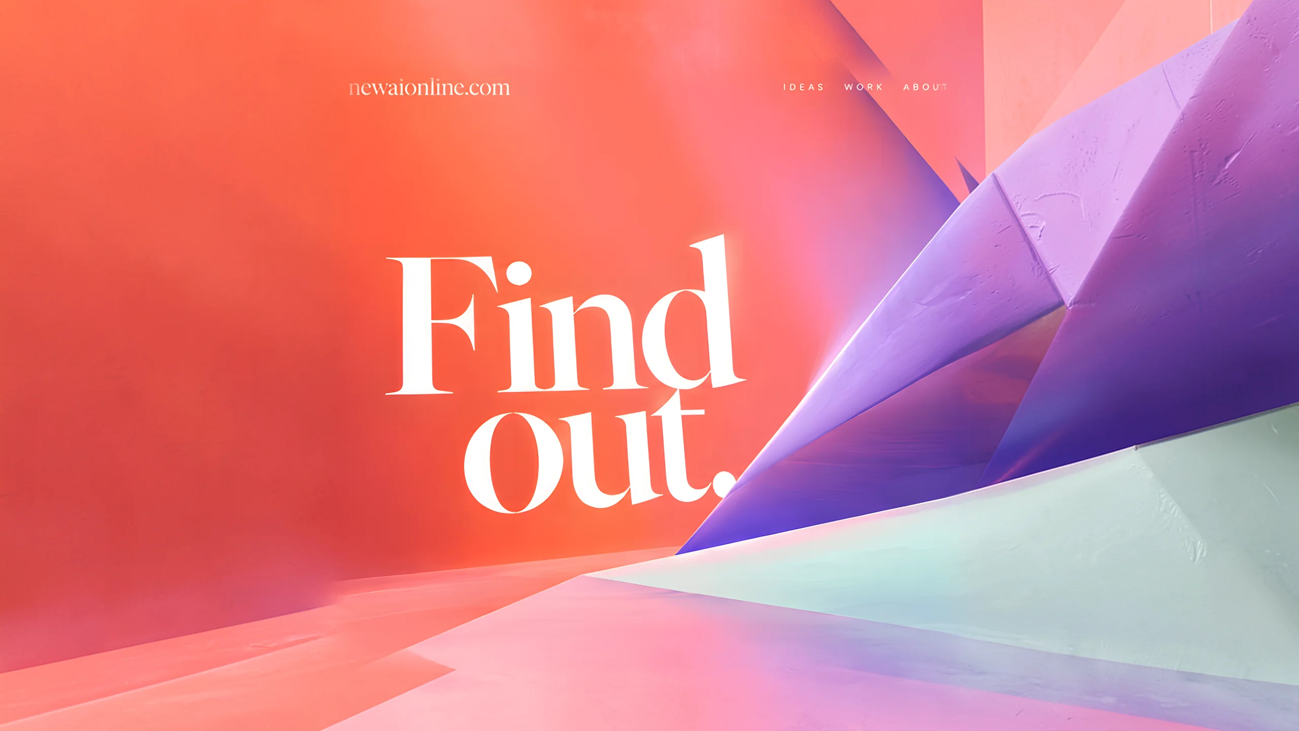 Find out. on a coral wall beside violet and mint planes